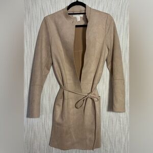 H&M Light Brown Open-Front Faux Suede